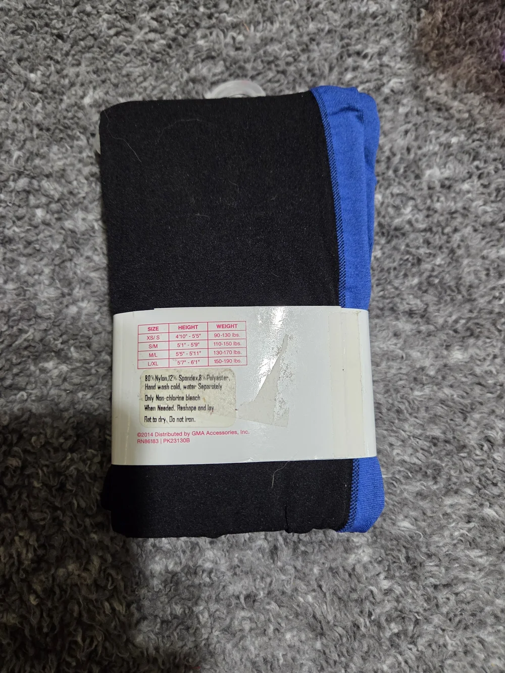 Footless Tights - Black with Blue Trim, M/L